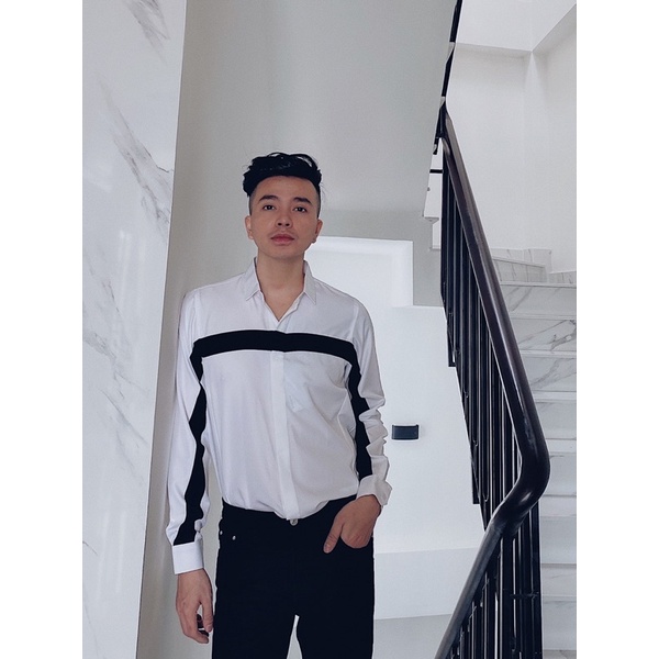 Sơ mi trắng viền đen