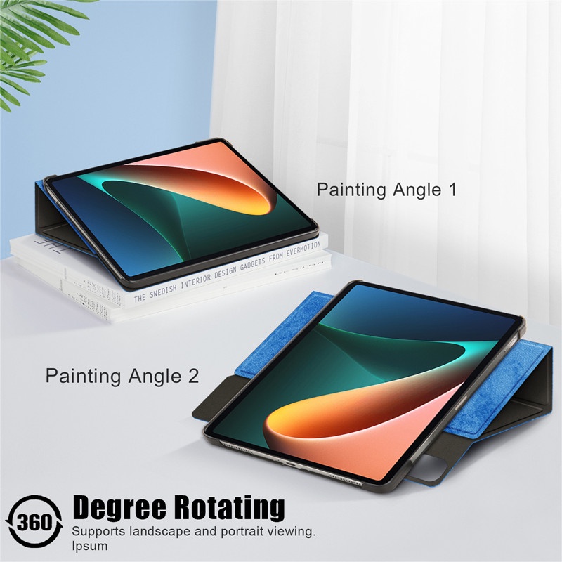 Bao Da Máy Tính Bảng Nắp Lật Nam Châm Kiêm Giá Đỡ Xoay 360 Độ Có Ngăn Đựng Bút Cho Xiaomi Pad 5 2021 Xiao Mipad 5 Pro Ốp