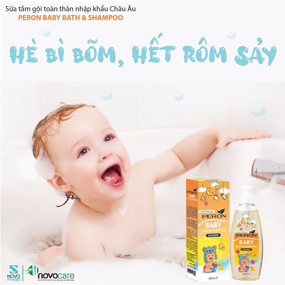 [FREESHIP XTRA] Sữa Tắm Gội Ngừa Rôm Sảy, Mụn Sữa - Peron Baby - Sữa Tắm Không Chứa Paraben, An Toàn Cho Trẻ Sơ Sinh