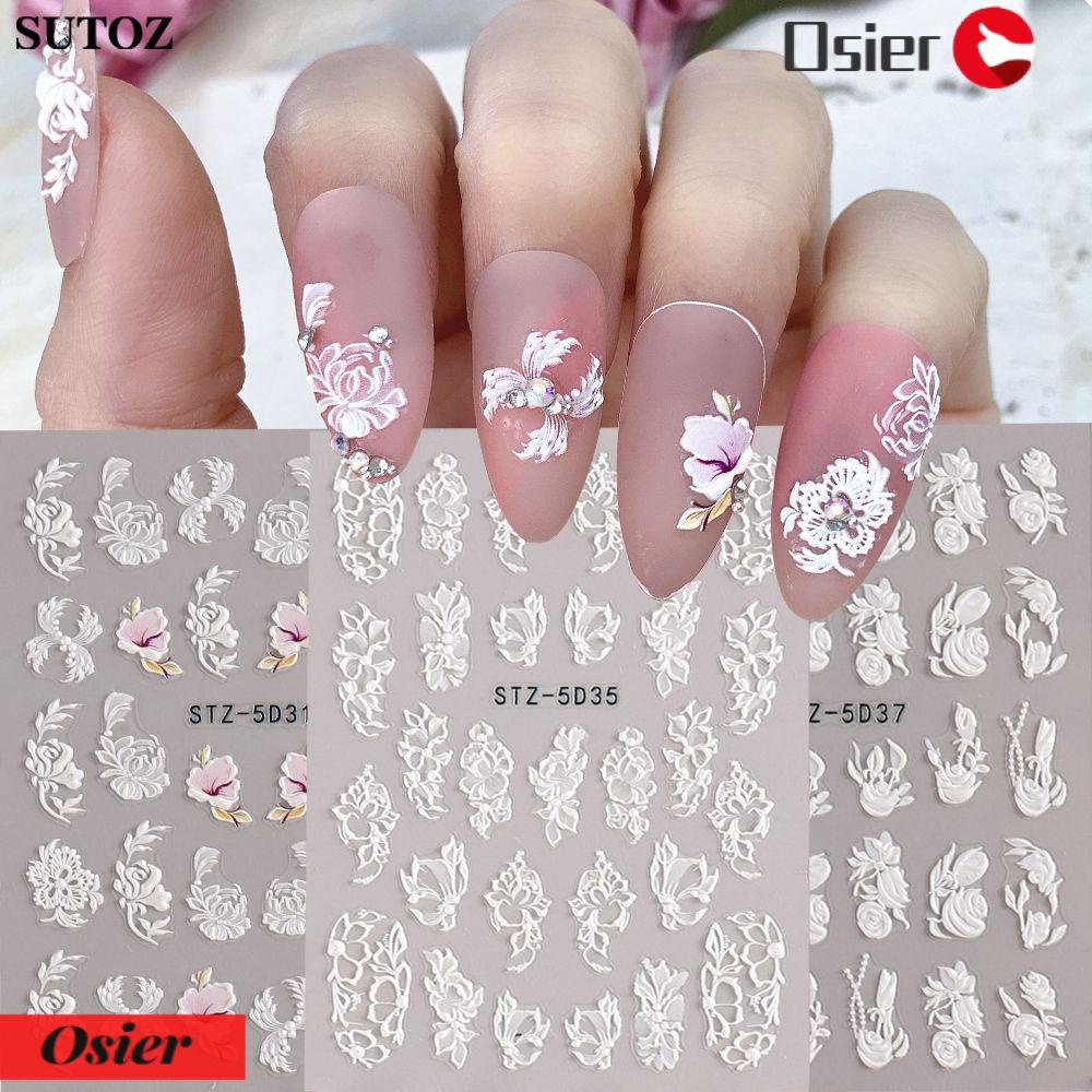 Osier✿ Sticker Dán Móng Hoạ Tiết Hoa Văn