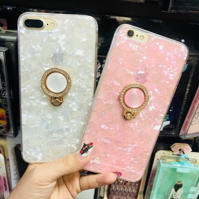ỐP VÂN ĐÁ SILICON KÈM IRING ĐÁ SANG CHẢNH IPHONE 6 6s 6plus 6s Plus 7 7plus 8plus X