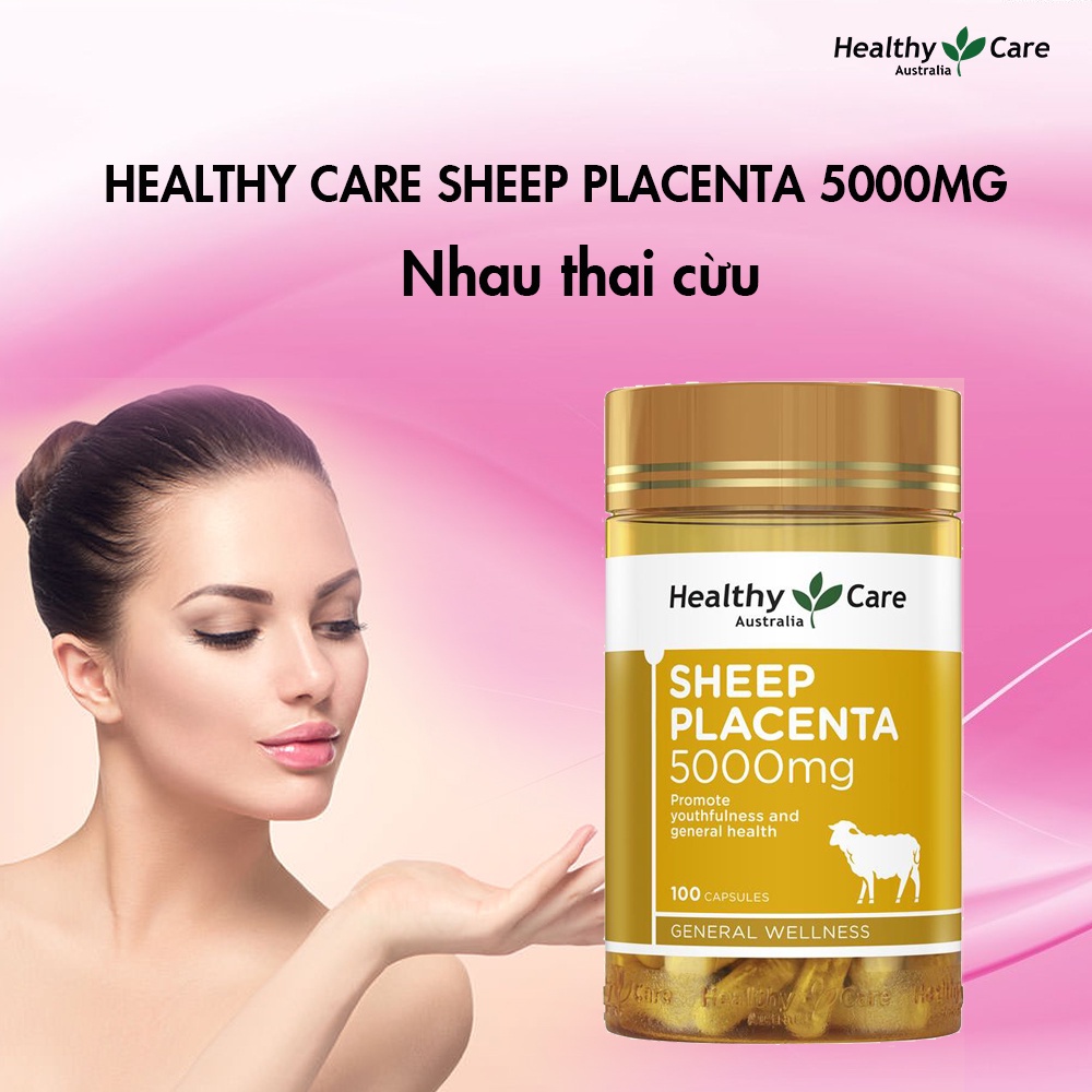 Combo 2 hộp viên uống Healthy Care Sheep Placenta nhau thai cừu làm đẹp da, chống lão hóa, mờ thâm sẹo (100 viên)