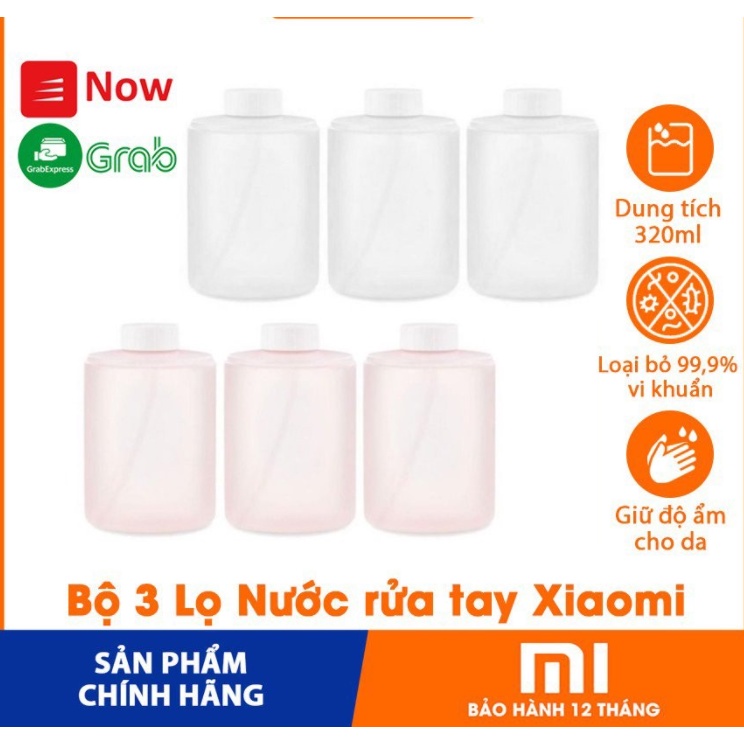 Bộ 3 Lọ Nước rửa tay Xiaomi Xiaowei dùng cho máy rửa tay tự động tạo bọt Xiaomi Mijia Xà phòng diệt sát khuẩn khô mini