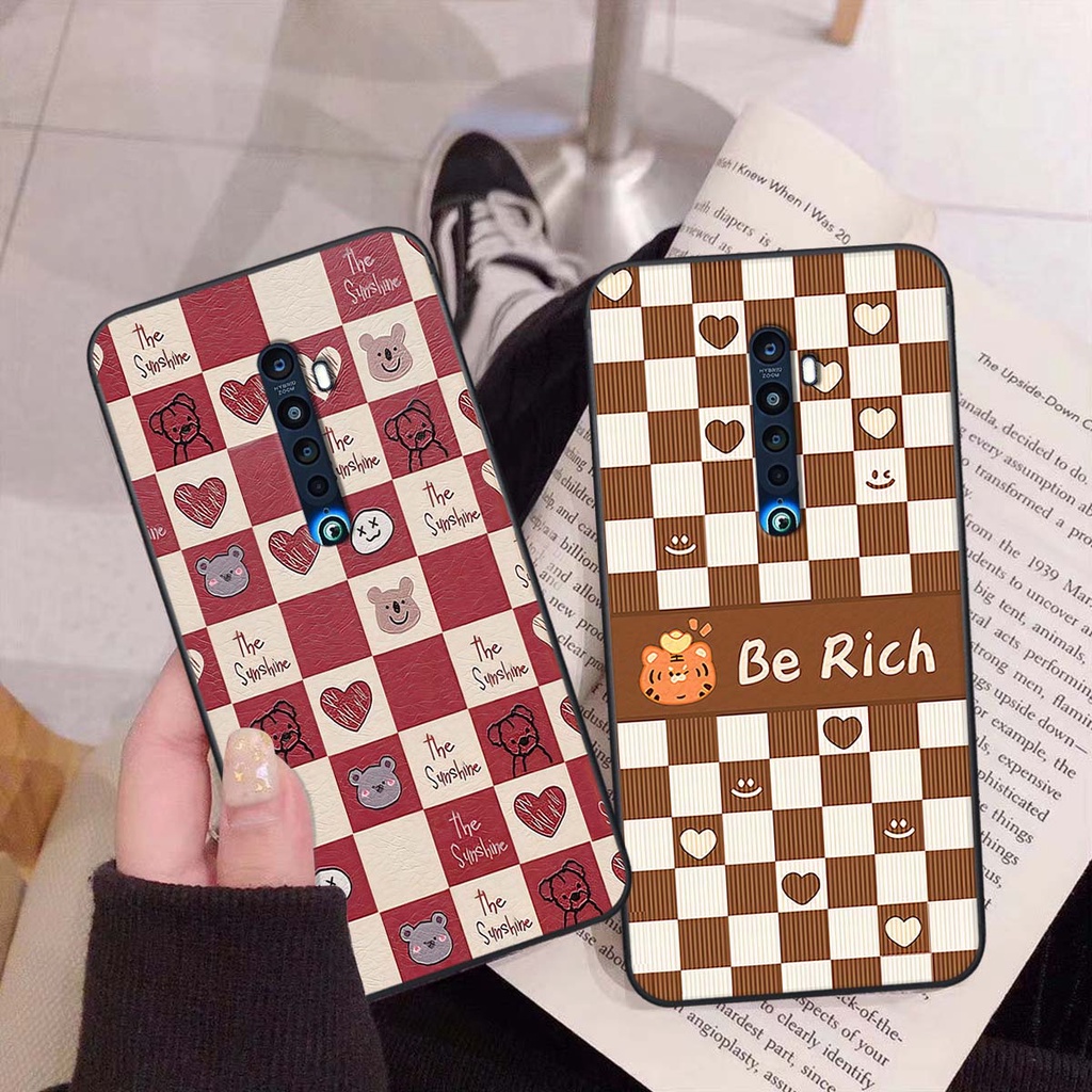 Ốp Oppo Reno 2f / Reno2 F gấu Bear rick caro vuông thời trang siêu đẹp
