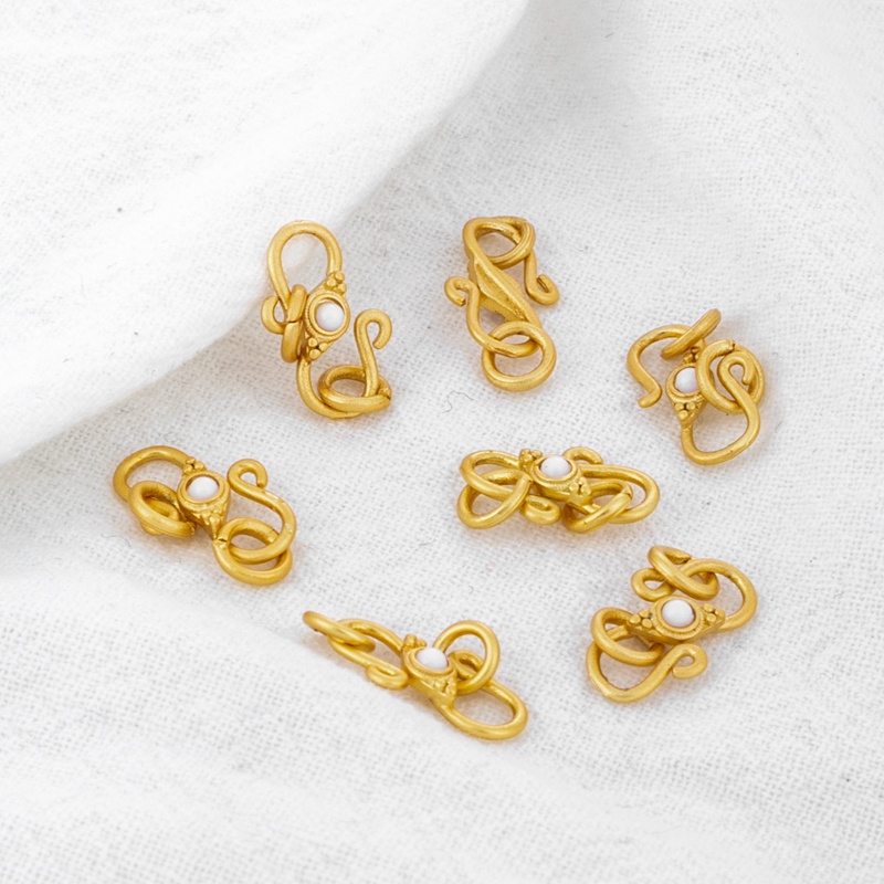 Phụ Kiện Móc Khóa Vòng Tay/Dây Chuyền/Vòng Cổ diy Bằng Đá Zircon Màu Vàng 18K Mờ Xinh Xắn