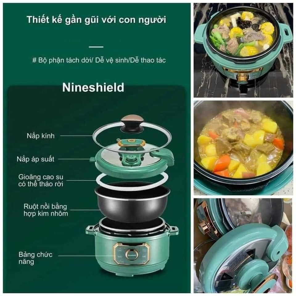 [HÀNG CHÍNH HÃNG] Nồi Áp Suất Điện Đa Năng NINESHIELD - Nồi hầm đa dụng BẢO HÀNH 12 THÁNG