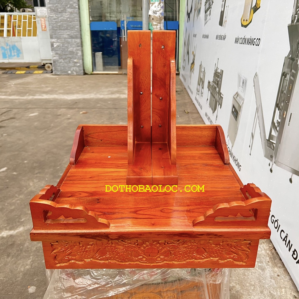 Bàn thờ treo tường gỗ Xoan Đào ngang 40 cm trạm rồng – đỏ