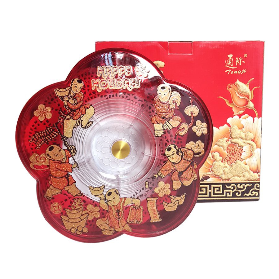 Khay mứt hoa mai 5 cánh xoay phát nhạc
