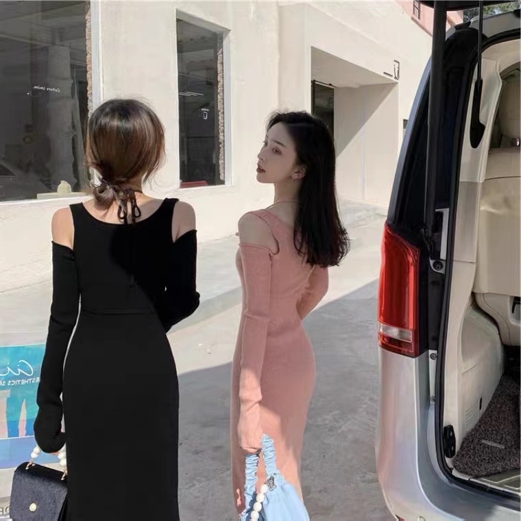 SUXI Đầm Maxi Dệt Kim Tay Dài Màu Sắc Thanh Lịch Thời Trang Mùa Thu Cho Nữ