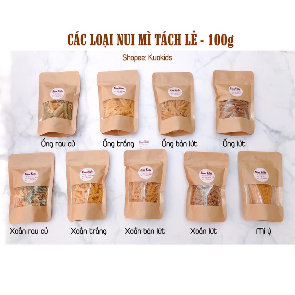 Các loại mì nui - gói tách lẻ 100g