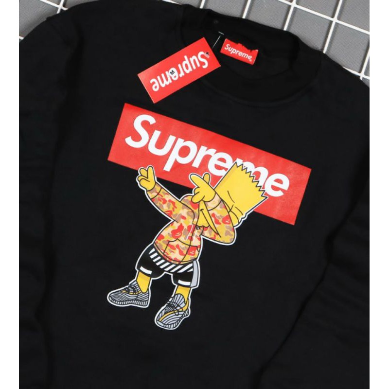 Áo Sweater In Hình Simpson Supreme Đen