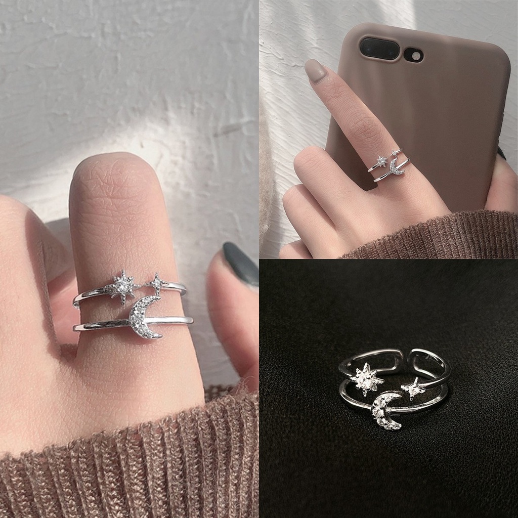 Nhẫn Hở Hình Mặt Trăng + Ngôi Sao Thời Trang