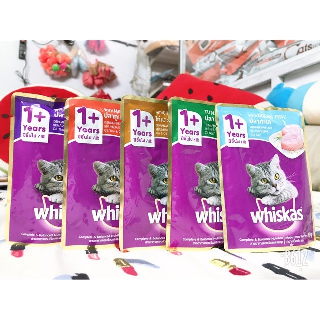 Pate Whiskas cho mèo gói 80g, nhiều vị