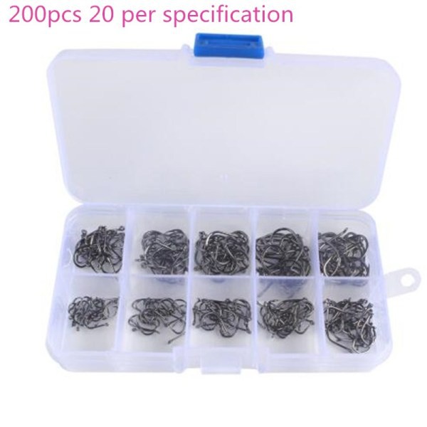 Hộp lưỡi câu 10 kích cỡ bằng thép carbon cao cấp