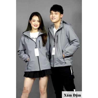 Áo khoác gió thời trang nam nữ có mũ cao cấp 2 lớp, chất liệu gió tráng bạc chống tia UV chống nắng ngăn gió