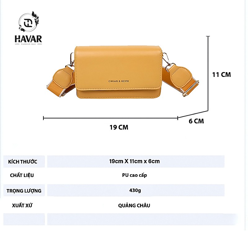 Túi Đeo Chéo Nữ Dây Bản To, Túi Quảng Châu Cao Cấp Phong Cách Cá Tính, 2 Ngăn Tiện Ích HV010