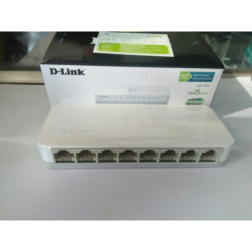 Bộ chia mạng switch 8 cổng D-Link DES-1008C Trắng - Bảo hành 36 tháng chính hãng