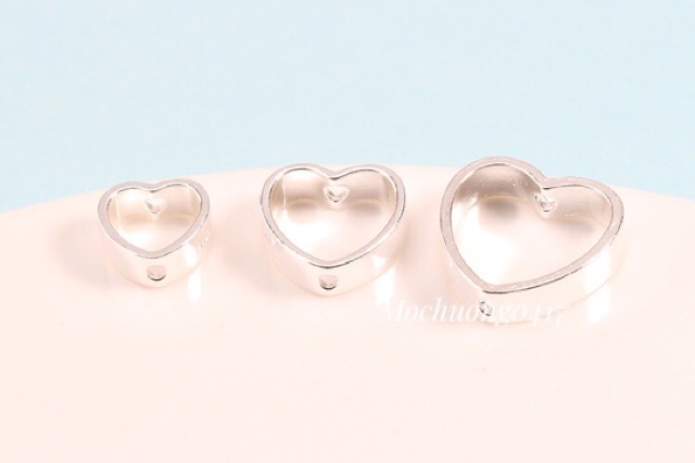 [S925] Charm bạc khung đá hình trái tim - MH349