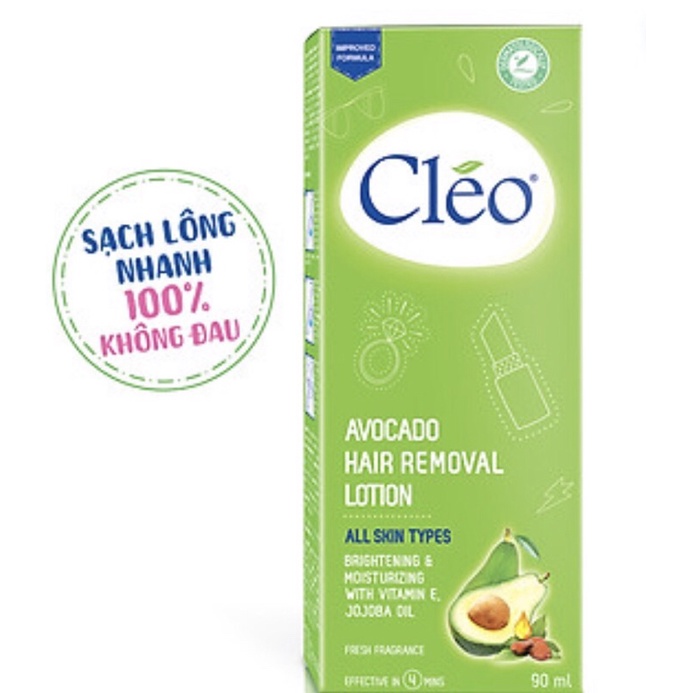 Lotion Tẩy Lông Cleo Avocado Hair Removal Lotion All Skin Types (90ml)