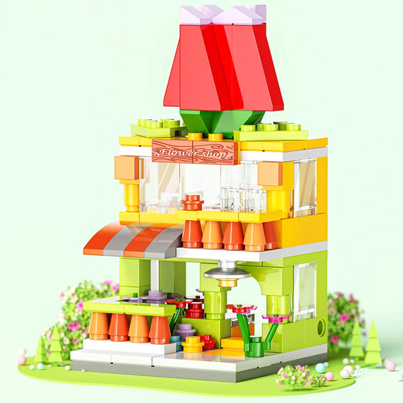 Bộ đồ chơi lắp ghép mô hình LEQIAZHIXING hình cảnh đường phố cho trẻ em
