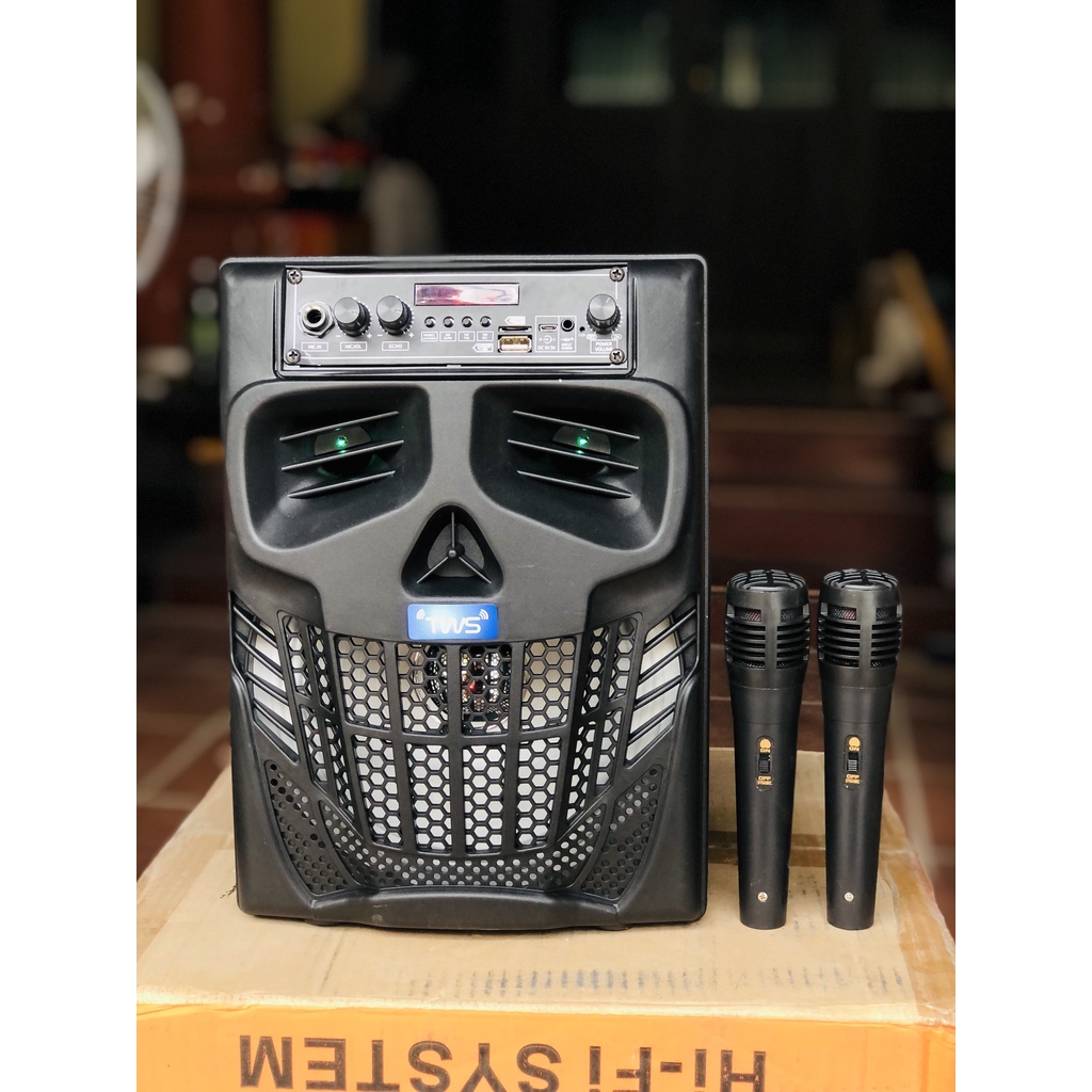 Loa Kéo Di Động Bluetooth Không Dây Kimiso Qs-7801 Tặng Kèm 2  Micro Có Dây , Âm Thanh Chất Lương Cao, Âm Bass Hay
