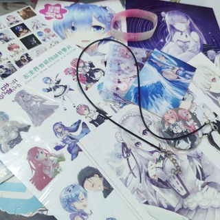 Re:zero móc khóa bookmark postcard card dán pop socket