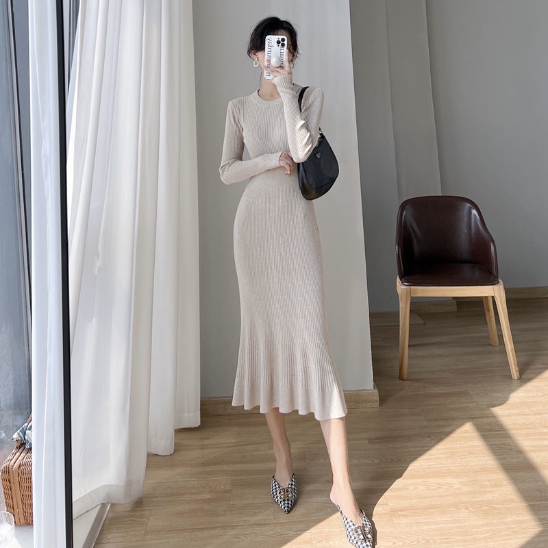 Đầm Đuôi Cá Dệt Kim Tay Dài Thời Trang Sang Trọng Cho Nữ
