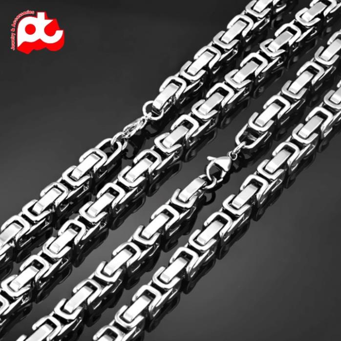 Dây chuyền nam cao cấp thời trang đẹp titan thép không gỉ PT JEWELRY kích cỡ 8mm màu trắng PTDCNA182