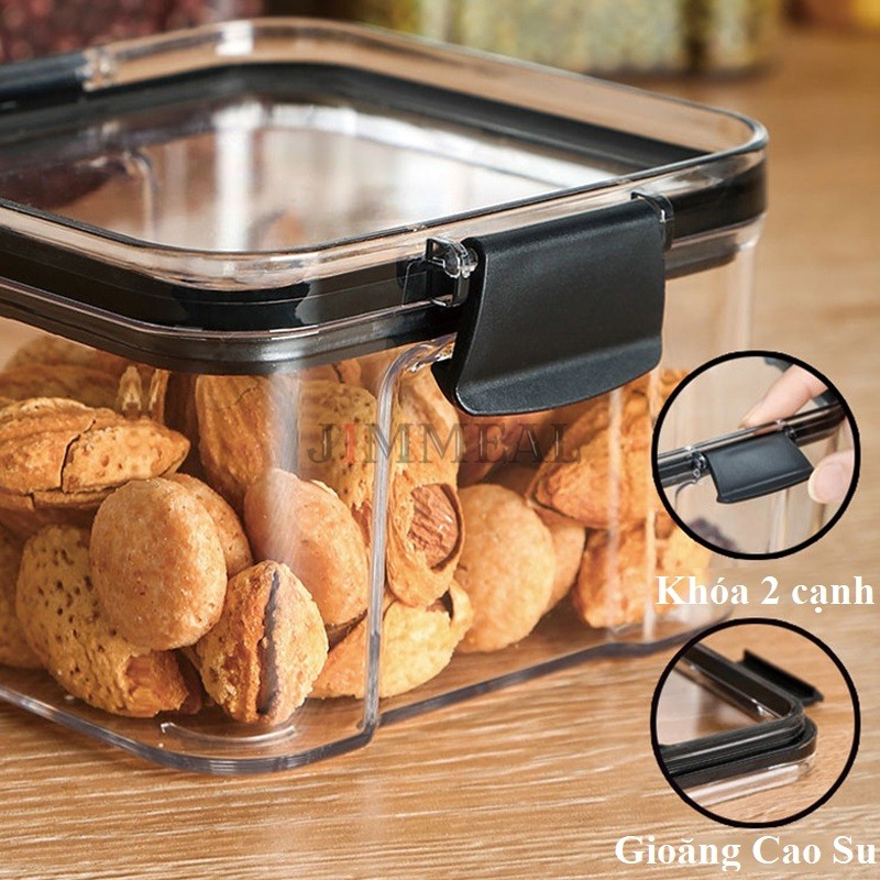 [Freeship] Hũ Nhựa PET, Hộp Nhựa PET Đựng Thực Phẩm Trong Suốt Có Khóa Hộp Đựng Ngũ Cốc 460 700 950ml 1300 1800ml