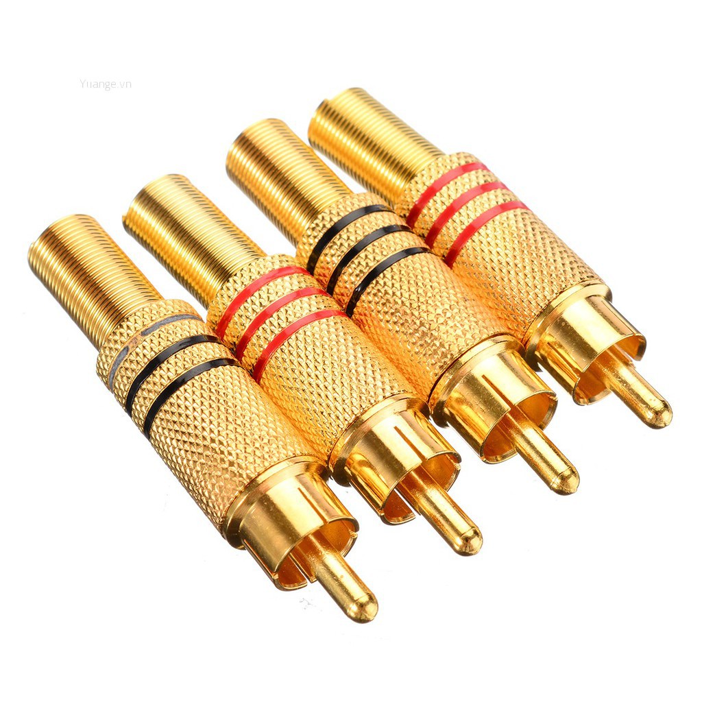 Set 4 Đầu Nối Cáp Âm Thanh Rca Vàng Chất Lượng Cao