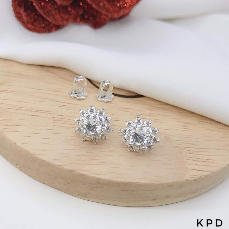 Bông tai bạc chốt xoắn ren