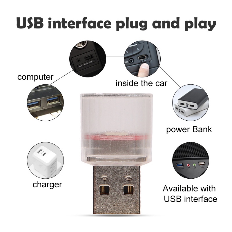 Đèn LED USB Mini Nhiều Màu Ánh Sáng Thay Thế Trang Trí Nội Thất Xe Hơi