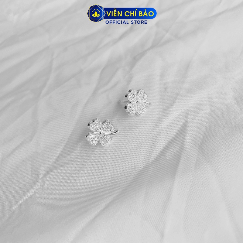 Bông tai bạc nữ cỏ bốn lá trắng chất liệu bạc 925 thời trang phụ kiện trang sức nữ thương hiệu Viễn Chí Bảo B400116