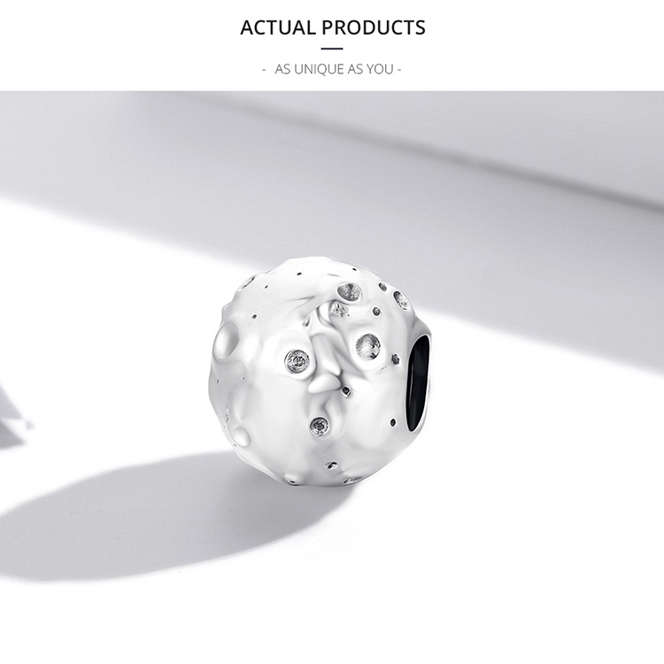 Phụ kiện BAMOER SCC2059 bằng bạc 925 hình mặt trăng nhỏ thời trang phù hợp làm vòng tay DIY