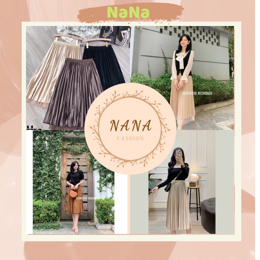 [Hàng Cao Cấp Loại 1]Chân Váy Xếp Ly Dáng Dài Ánh Nhũ Nana Store- CD043