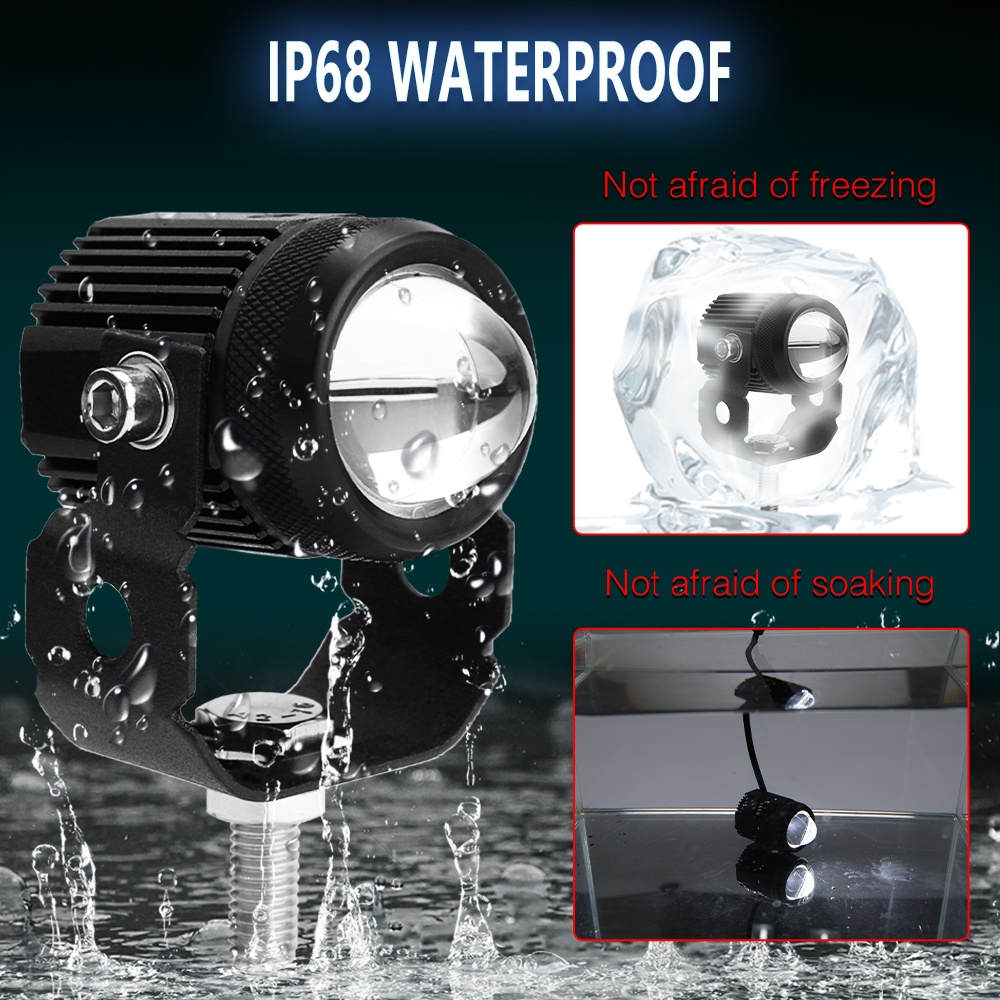 Đèn Pha Led Mini 12v 24v Hai Màu Trắng/Vàng Chuyên Dụng Cho Xe Mô Tô/Xe Hơi