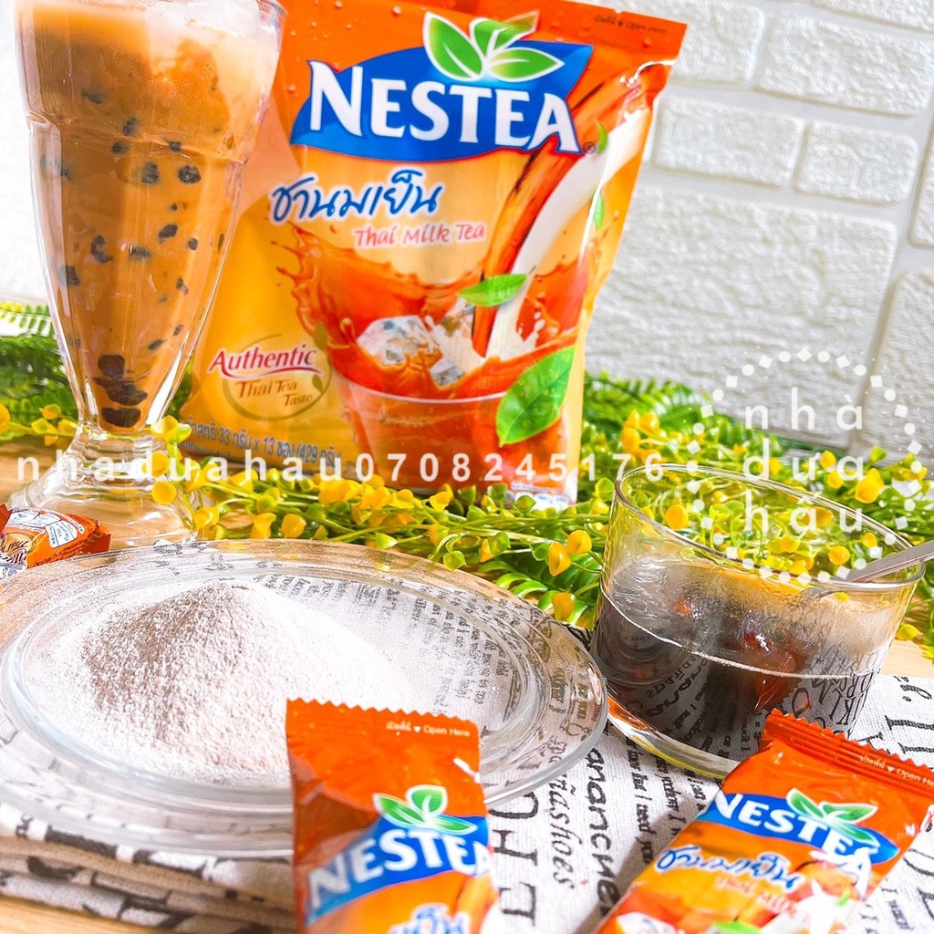 Một gói trà sữa đỏ tự pha Nestea Thái Lan gói lớn gồm 13 thanh nhỏ 33gamx13