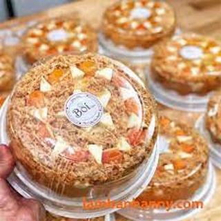 Bộ 50 hộp nhựa đựng bánh tròn 18cm đế trắng A022 đựng bánh bông lan trứng muối, rau cau, bánh bò