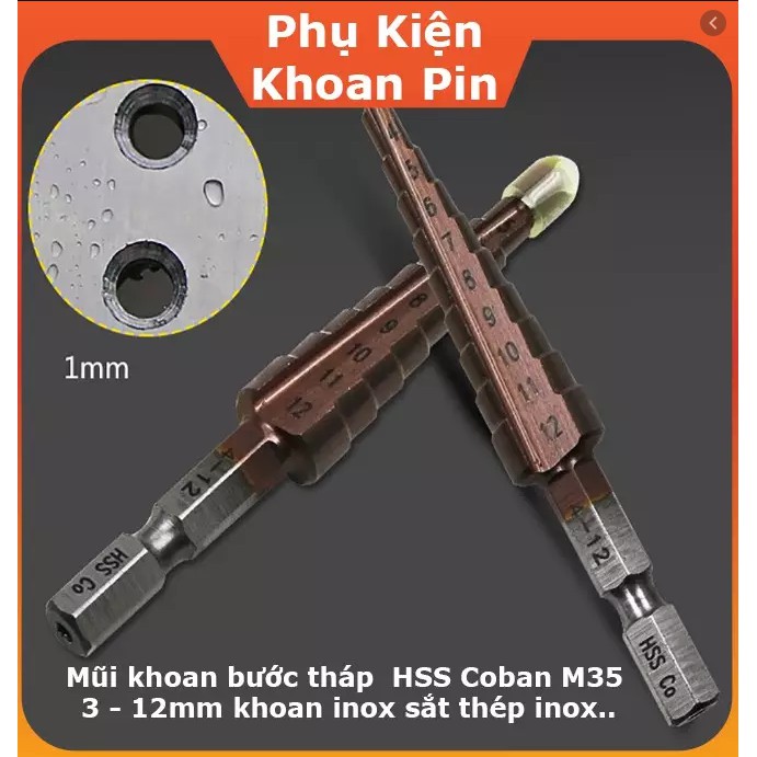 Mũi khoan bước HSS Coban M35 cỡ 4 - 12mm siêu cứng,mũi khoan đa năng