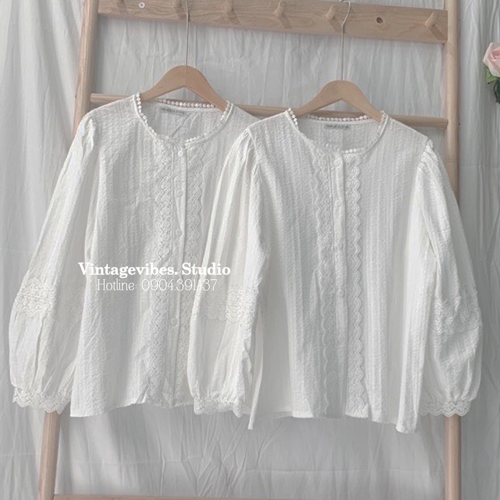 Áo babydoll phối ren hàng khuy tiểu thư Ulzzang (hàng QC) - Ảnh thật tự chụp