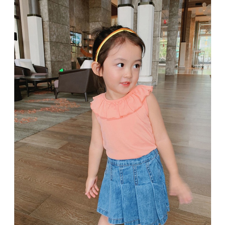 ATG17 Size 90-130 (9-27kg) Áo thun bé gái (Áo sát nách co giản vải mềm mát) Thời trang trẻ Em hàng quảng châu