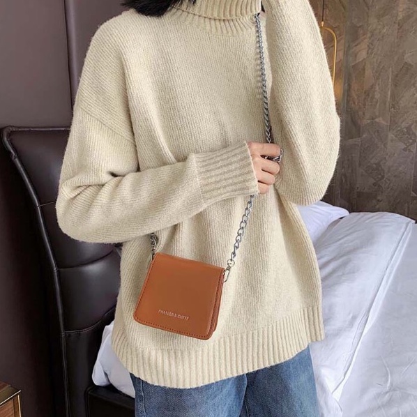 {HÀNG CÓ SẴN + ẢNH THẬT} TÚI XÁCH NỮ ĐEO CHÉO MINI S&amp;C - TÚI ĐEO CHÉO MINI DÂY XÍCH BẢN LỚN