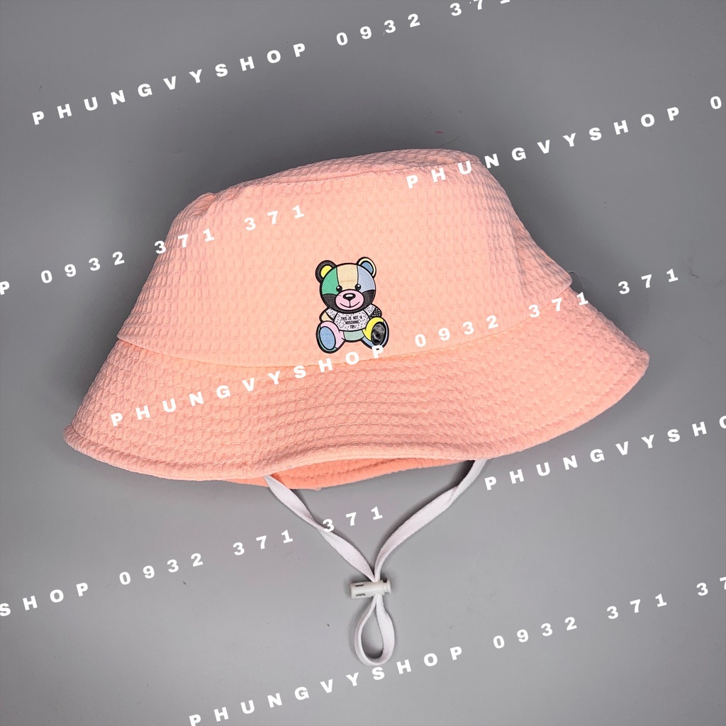 Bé 2-5 Tuổi/ VĐ 52cm_Mũ bucket tai bèo trai gái BO TRUNG vải xốp LOGO NHUAMOS - Nón vành