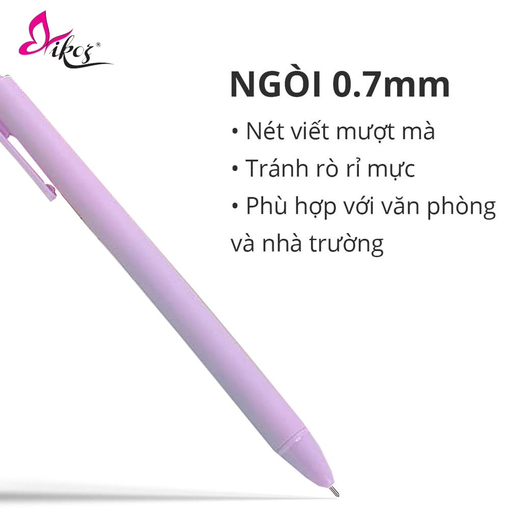 [Mã BMINCU50 giảm 50K đơn 250K] Bút bi bấm phong cách giản dị đơn sắc nhiều màu -ngòi 0.7mm - VKQ24 - VIKOS