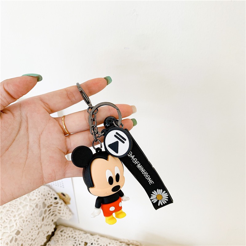 cute cartoon mickey stitch doraemon keychain móc khóa with strap