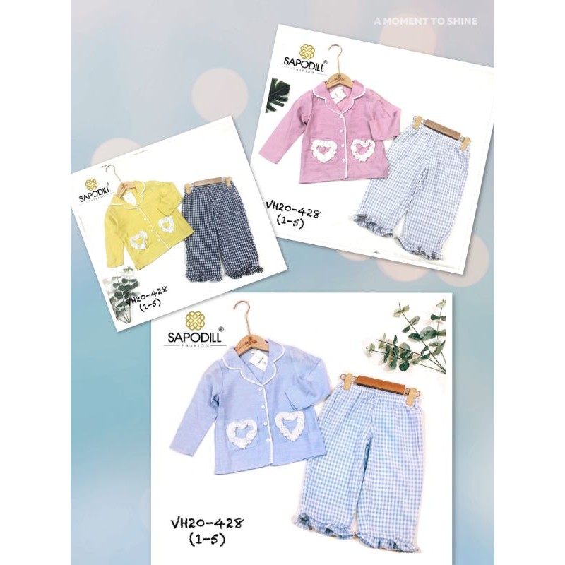 Bộ Pijama thiết kế hãng Sapodill mặc nhà cho bé gái 1-5y