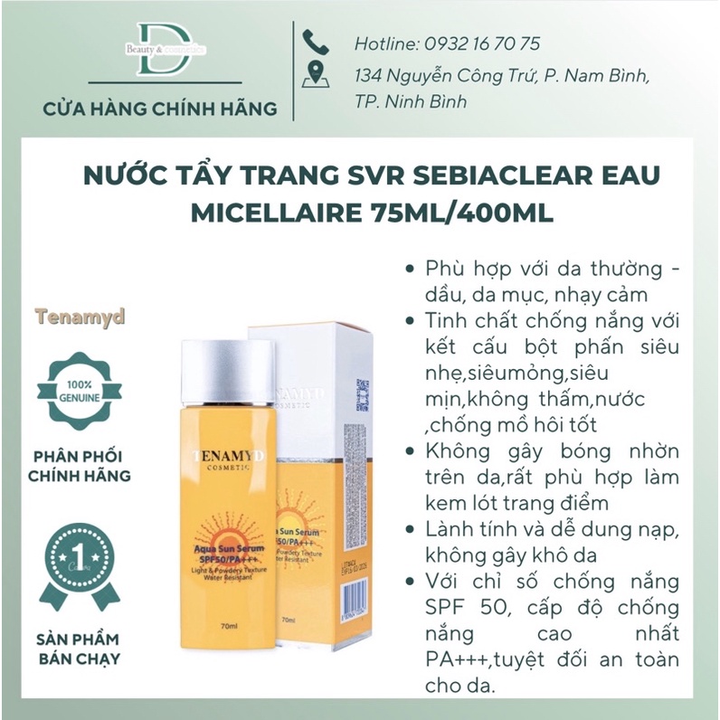 Kem chống nắng Tenamyd, Huyết thanh chống nắng Tenamyd dạng nước SPF50/PA+++ 70ml