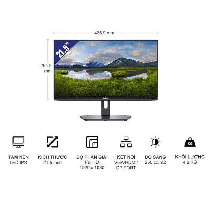 Màn hình máy tính Dell SE2719HR 27 inch FHD 75Hz - Viền Mỏng - Hàng chính hãng- Bảo hành 36 tháng