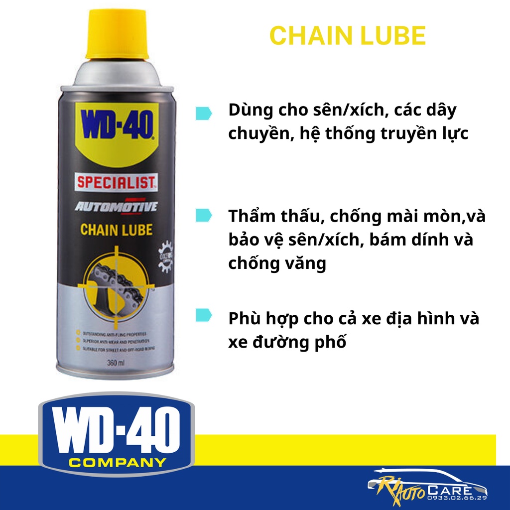 Chai Dầu sên và xích xe máy WD-40 Chain Lube 360ml