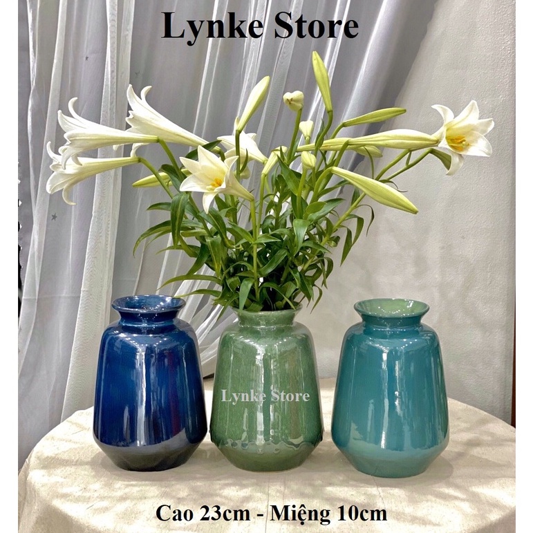 Bình Hoa Lọ Hoa Dáng Chuông Xinh Xắn Men Kính Gốm Sứ Bát Tràng